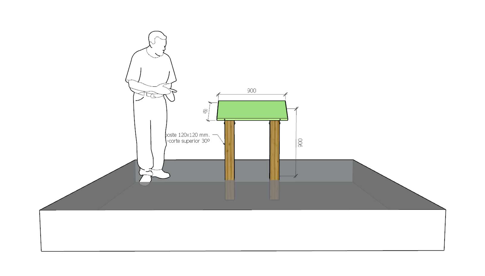 Ejemplo de señalización con mesa atril informativo de gran formato